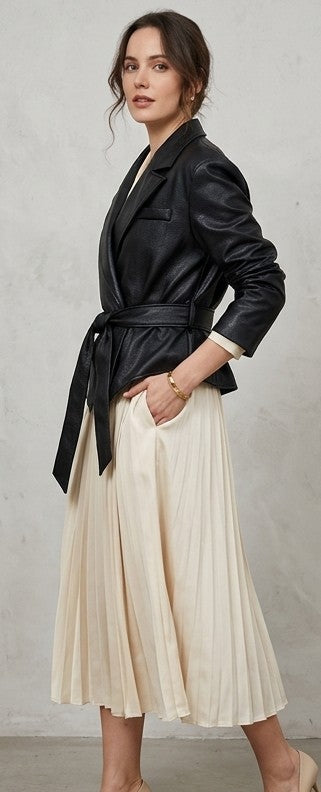 Romane | Veste en cuir pour femme avec Ceinture