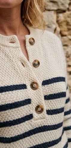 Éléonore | Pull Marinière en Maille à Boutons