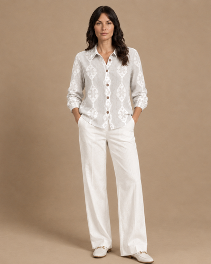 Céleste | Chemise en Maille Douce à Col V