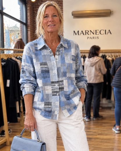 Céleste | Chemise en Maille Douce à Col V