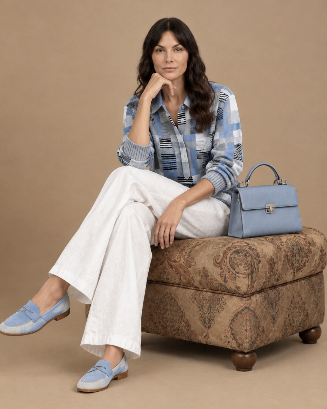 Céleste | Chemise en Maille Douce à Col V