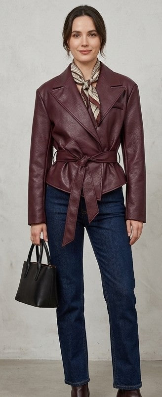 Romane | Veste en cuir pour femme avec Ceinture
