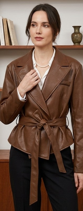 Romane | Veste en cuir pour femme avec Ceinture